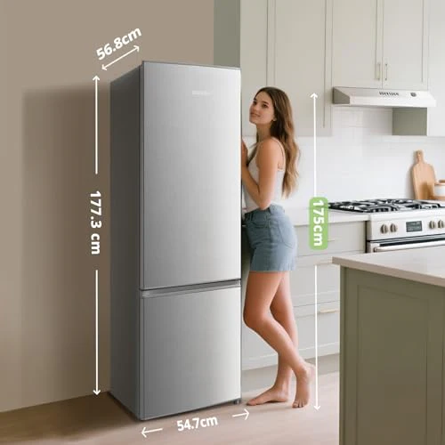 Réfrigérateur combiné 262L pour la maison - Grande capacité au quotidien - Technologie Low Frost - Silencieux (39 dB) - Acier inoxydable – Image 2