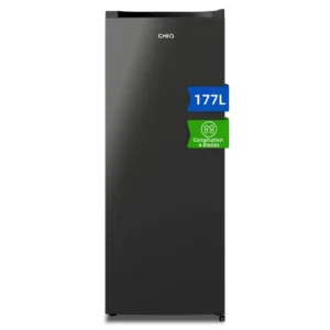 Congélateur armoire – 177L, Congélation 4 étoiles, Ultra silencieux (39 dB), Design en acier noir, Pieds réglables, Porte réversible 540 x 550 x 1440 mm