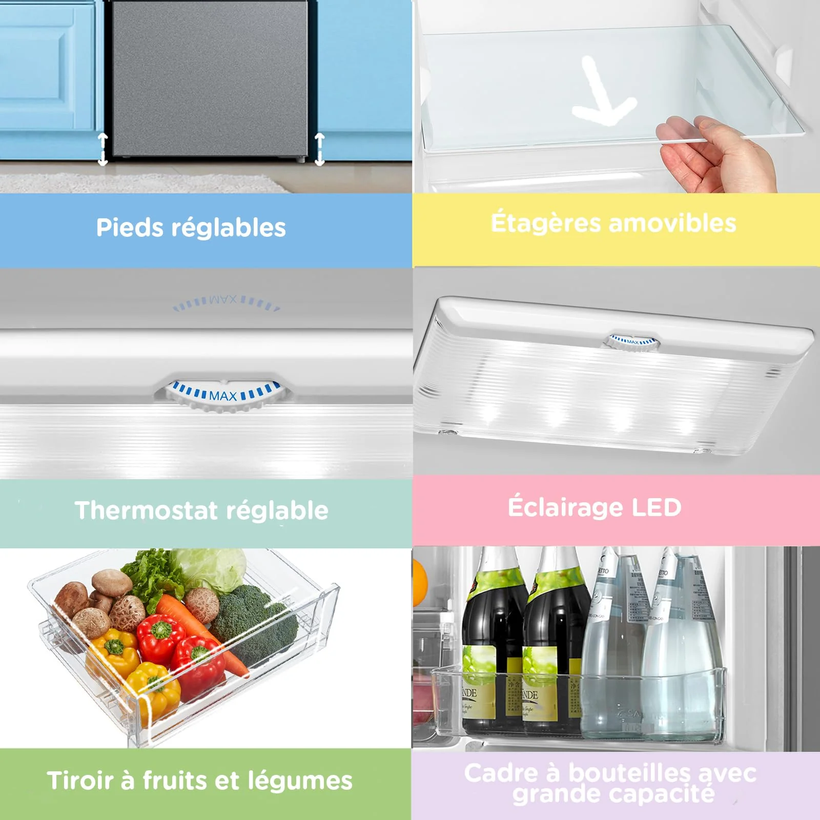 Réfrigérateur combiné 262L pour la maison - Grande capacité au quotidien - Technologie Low Frost - Silencieux (39 dB) - Acier inoxydable – Image 11