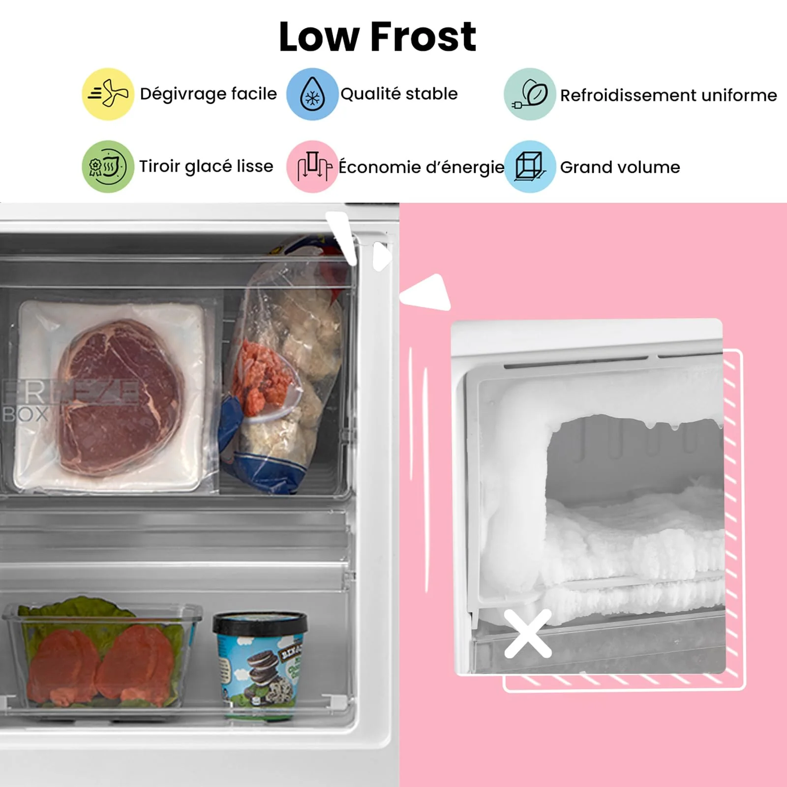 Réfrigérateur combiné 262L pour la maison - Grande capacité au quotidien - Technologie Low Frost - Silencieux (39 dB) - Acier inoxydable – Image 7