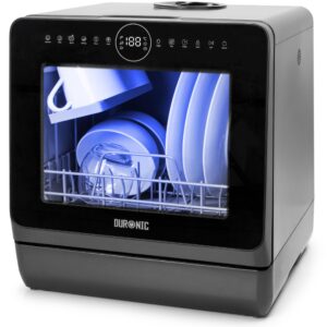Lave-vaisselle de table 950W lave vaisselle posable portable compact gain de place pour petite cuisine 7 programmes de lavage séchage efficace pratique