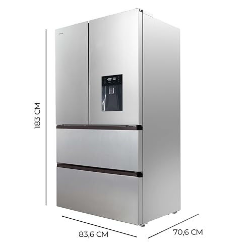Réfrigérateur à Double Porte en Inox avec Distributeur d'Eau de 510 L Bolero CoolMarket FD 510 WD Inox E. 183 cm de Hauteur, 84 cm de Largeur, Moteur Inverter Plus, NoFrost Total – Image 11