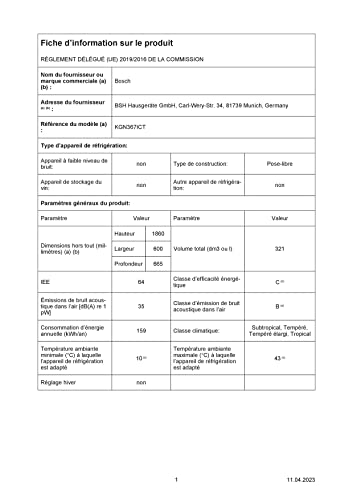 Série 4 Réfrigérateur combiné pose-libre, 321 L, 186 x 60 (H x L), Inox anti trace de doigts – Image 3