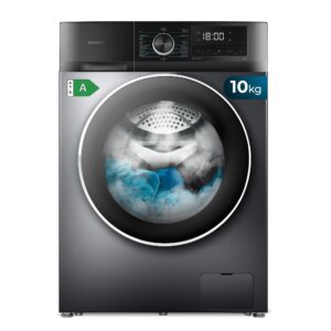 Lave-linge 10Kg Chargement Frontal Bolero Dresscode 10500 Inverter Steel A, 1950W, 1400 rpm, Moteur Inverter Plus, Basse Consommation, 16 Programmes, Lavage Vapeur, Delay Start, Acier